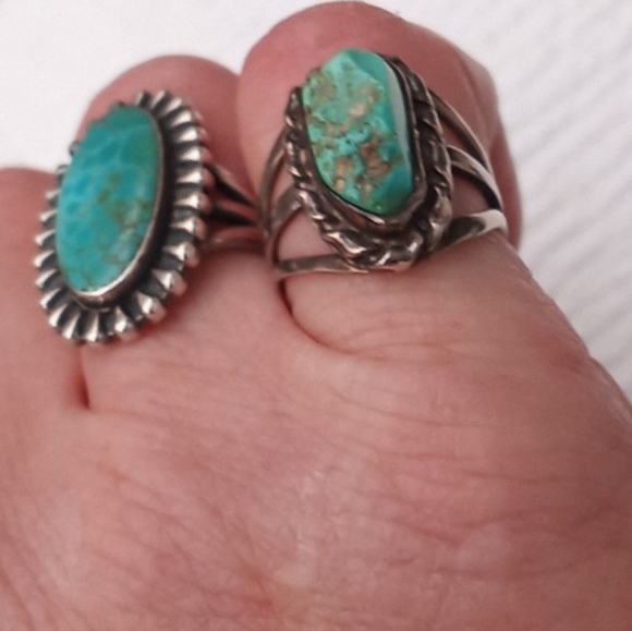 Native American Sterl.Silver Raw Turquoise Ring VINTAGE - Picture 13 of 16